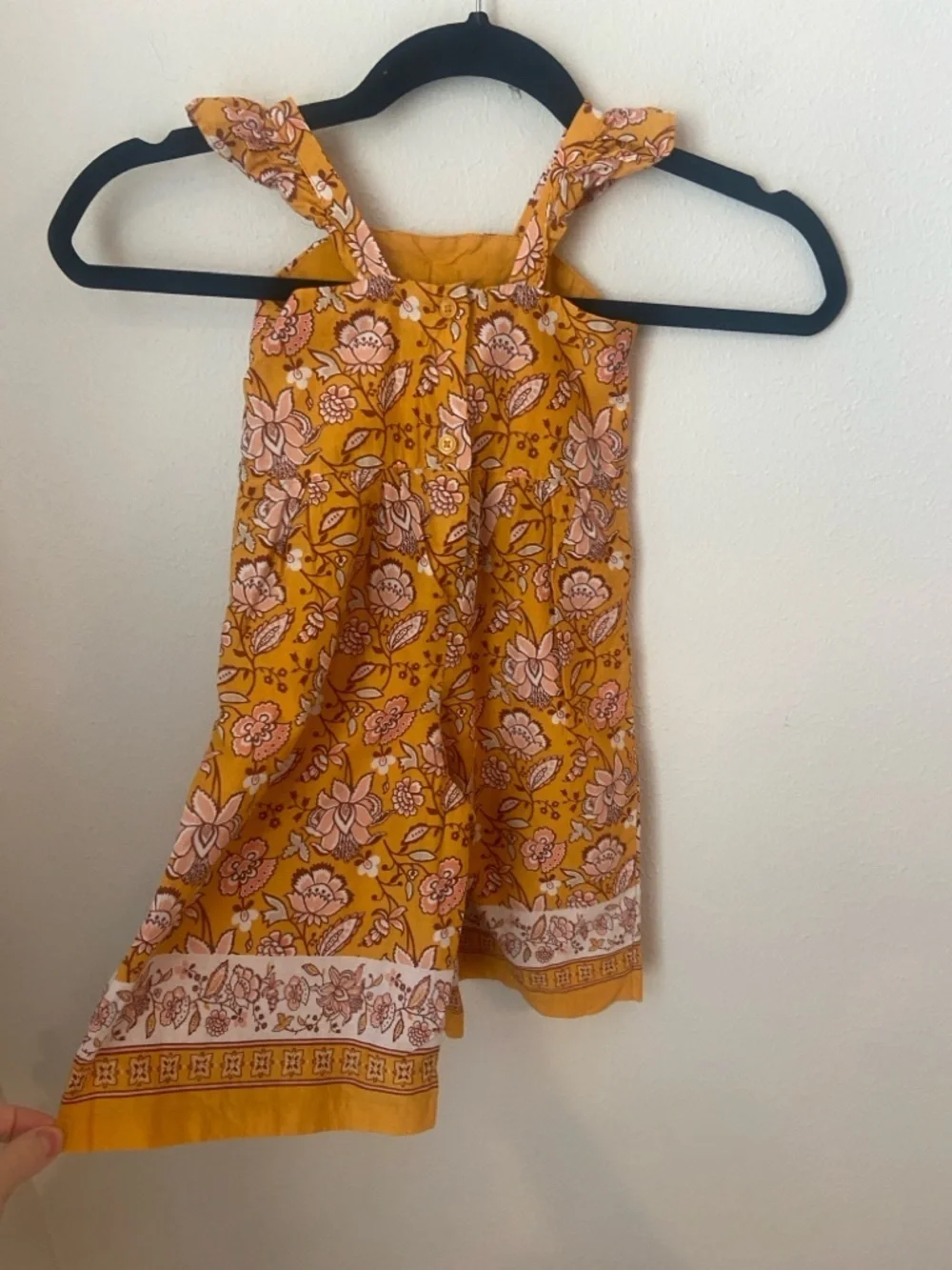 Janie and Jack Mustard Floral Romper 12-18 Months Boho Wide Leg Jumpsuit
